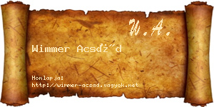 Wimmer Acsád névjegykártya
